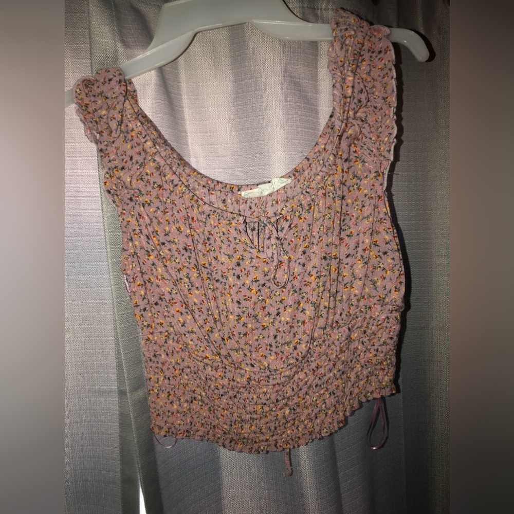 Blush pink floral crop top